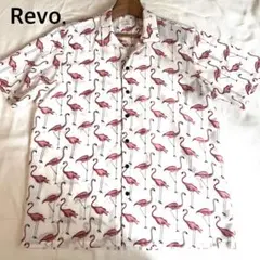 極美品✨Revo. フラミンゴ 総柄 オープンカラーシャツ アロハシャツ半袖 Mのサムネイル