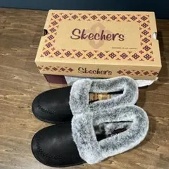 【新品☆サイズ24.0cm】スケッチャーズ ファー スリッポン ブラック 未使用