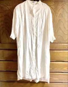 【色味は最後の画像を見てね】シャツワンピース ホワイト Mサイズ　六分袖