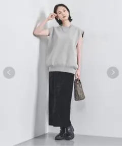 UNITED ARROWS ノースリーブ スウェット ニット ライトグレーのサムネイル
