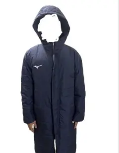 Mizuno フード付きダウンコート ネイビー