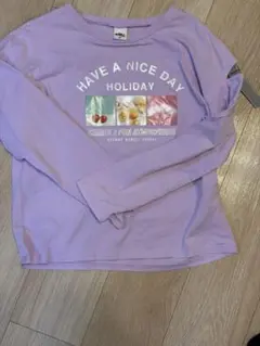 長袖Tシャツ ラベンダー色 プリント入り