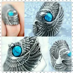 新品 ターコイズ ラグジュアリー シルバー イーグル 指輪