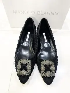 マノロブラニク ☆ハンギシ　ドット生地フラットシューズ希少40未使用