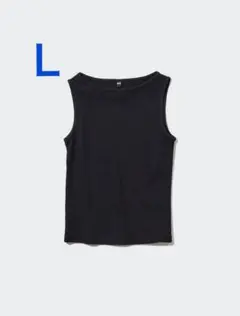 【美品】UNIQLO リブボートネックノースリーブT Lのサムネイル
