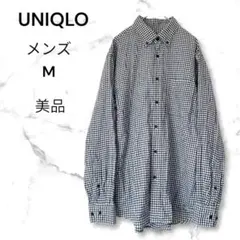 ユニクロ☆UNIQLO メンズ Mギンガムチェックネルシャツ 美品コットン100