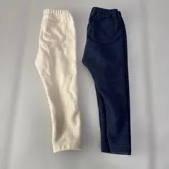 ユニクロ　90cm アイボリー・ネイビー 無地パンツ 2点セット
