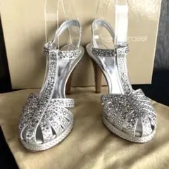 SERGIO ROSSI 新品同様 ビジューパンプス サンダル シルバー スワロ