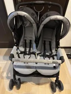 【送料無料】双子　Graco ダブルベビーカー グレーのサムネイル