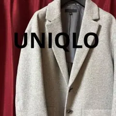 UNIQLO チェスターコート ロング (S) グレー フラップポケット　難あり