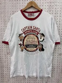 CAPTAIN SANTA 古着 ロゴ キャラ ビッグプリント リンガーTシャツのサムネイル