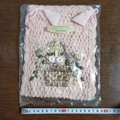 ハンドメイド巾着袋　ピンク　花　レース編み