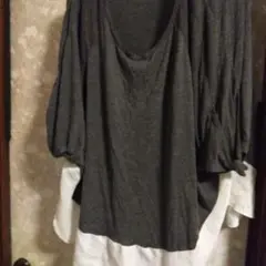 グレー ドロップショルダー Tシャツ４L