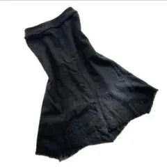 コムサイズム　アシンメトリー フレアスカート　 フリンジ グレー M カシミヤ混