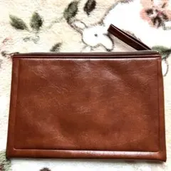 ブラウン 合成皮革 クラッチバッグ