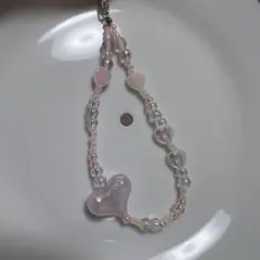 ピンク ビーズストラップ