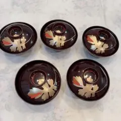 高級越前漆器　蓋付椀 5客セット 菊蒔絵 黒漆塗 高級越前漆器 蓋付椀 5客セット 菊蒔絵 黒漆塗漆器 - メルカリ