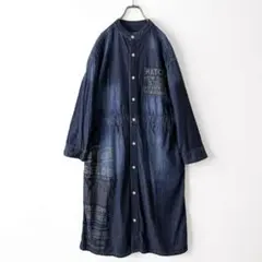 美品 キューブシュガー 6.5oz デニムワンピース バンドカラー ロング丈