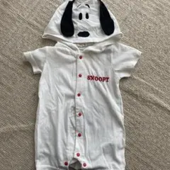 スヌーピー 半袖フード付きロンパース