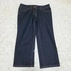 自由区 36 デニム クロップドパンツ インディゴ カジュアル 通勤 春夏のサムネイル
