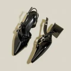 SHEIN レディース エナメル調 ポインテッドトゥ ストラップパンプス