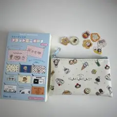 にゃんにゃんにゃんこ　シール　フラットミニポーチ