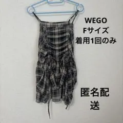 【美品】WEGO ドロストデザインキャミワンピース ブルーチェック1