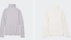 UNIQLO シアージャージータートルネックT 長袖 ホワイト、グレー　2点 S