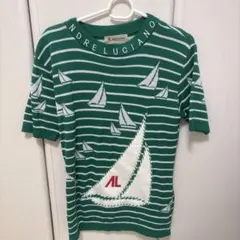 ANDRE LUCIANO 半袖ニット ヨット柄 グリーンのサムネイル