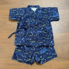 甚平 男の子 90cm 綿100% 夏祭り 花火大会 とんぼ柄 ネイビー キッズ