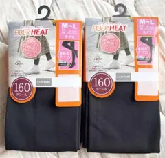 FIBER HEAT　裏起毛タイツ　黒　M〜L　2枚セット　160デニールのサムネイル