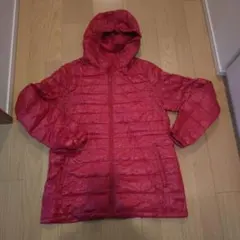 ピンクフード付きウルトラライトダウンジャケット