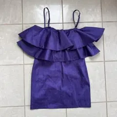 ZARA フリル付き紫色ノースリーブミニワンピース