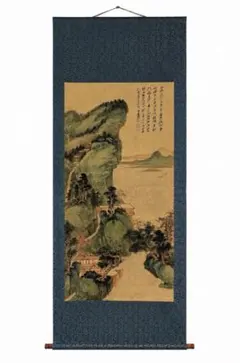 王石谷水阁宥山图 中国画 掛け軸 水墨画 和室 玄関 茶室 壁掛け 美術品