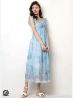 Estella.K（エステラケー）水色 フラワープリント キャミワンピース