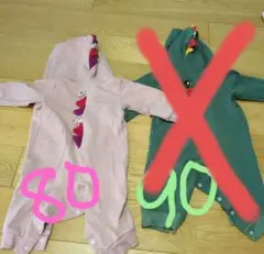 恐竜デザインロンパース 80サイズ　ピンク