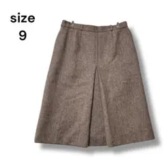 レディース　スカート　秋冬　ひざ丈　９　ブラウン　フレア