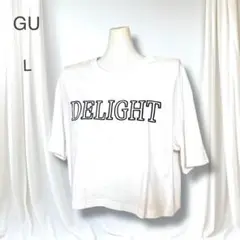 ジーユー　ガールズ　クロップド半袖Tシャツ　ロゴJR+E ガールズ　160 白T