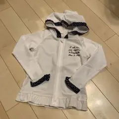 新品　ラッシュガード　ドット　フリル　ホワイト　リボン