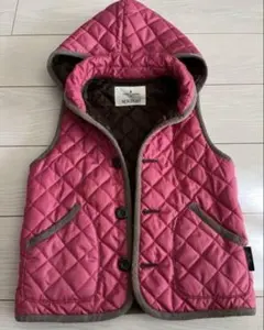 SOLBOIS フード付き　キルティングダウンベスト 130cm ピンク