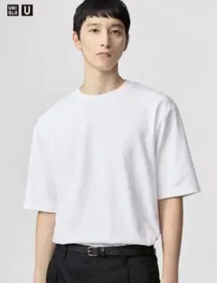 訳有★UNIQLO U エアリズムコットンオーバーサイズTシャツ/5分袖 M