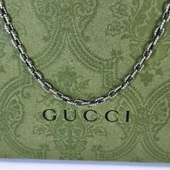 美品✨　グッチ　GUCCIネックレス　あずきチェーン アラベスク シルバー 燻 美品⭐️】GUCCIグッチ あずきチェーン ネックレス 燻し銀 幅2㎜ 51cm