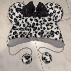 ミニー風 ヒョウ柄 ファー帽子 ディズニー