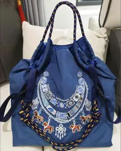 お値下げ【新品】刺繍ナイロンエコバッグ（Mサイズ）ショルダー付き