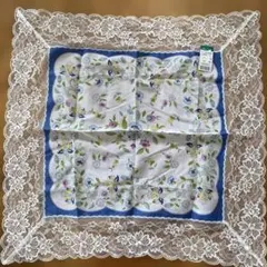 MINTON ミントン レースハンカチ 花柄 ブルーのサムネイル