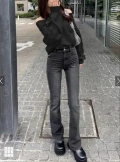 GRL ハイウエストフレアデニムパンツ［cu498］