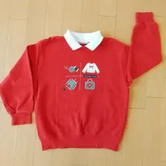 【美品】ファミリア 120㎝ 赤 トレーナー／襟取り外し可