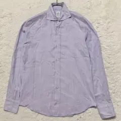 フィナモレ リネンシャツ ライムグリーン ホリゾンタルカラー 38
