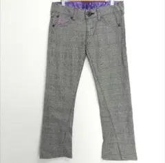 【SOMETHING. EDWIN】カジュアルパンツ(Ｓ)千鳥格子 スカル