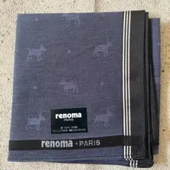renoma PARIS ハンカチ ネイビー 犬柄 綿100% 日本製のサムネイル